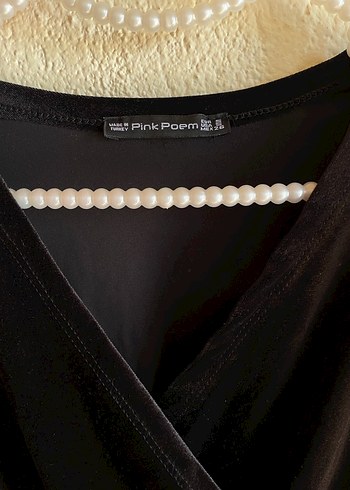 Siyah Uzun Kollu Kadife Elbise - Görsel 2