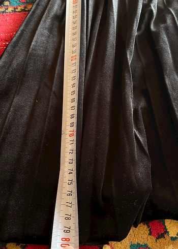 Siyah Uzun Kollu Kadife Elbise - Görsel 4