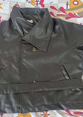 Düğmeli Kahverengi Deri Kadın Ceket - Görsel 3