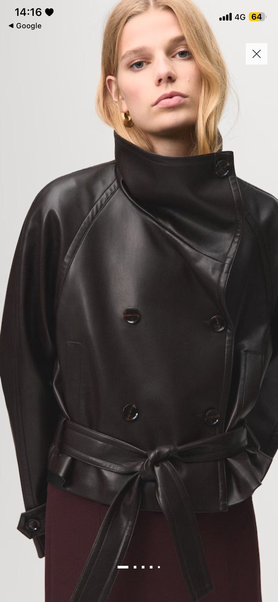 Düğmeli Kahverengi Deri Kadın Ceket - Görsel 2