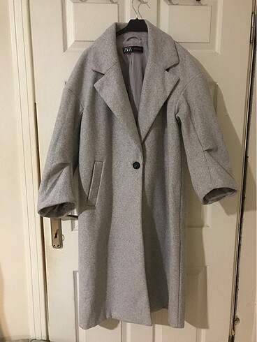 Zara Zara açık gri oversize kaşe kaban