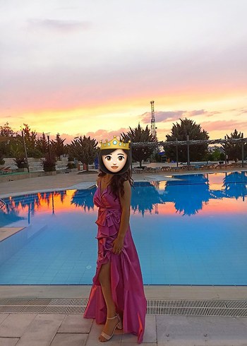 Parlak Mor Drapeli Straplez Uzun Abiye - Görsel 5