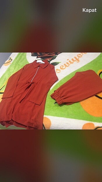 İkili tunik takım kiremit rengi