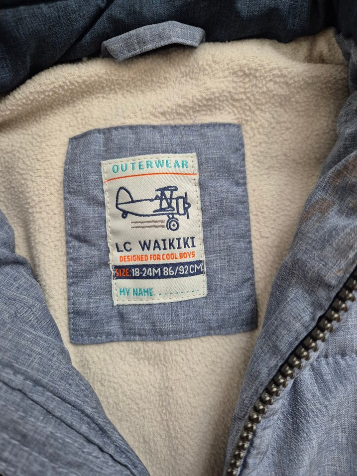 Erkek Çocuk Gri Kapüşonlu Denim Yelek - Görsel 3