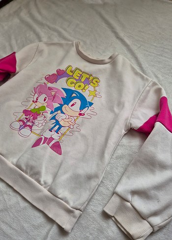 Kız Çocuk Pembe Pamuklu Baskılı Sweatshirt - Görsel 2