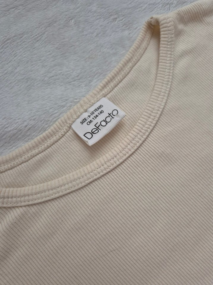 Kız Çocuk Bej Kısa Kollu Tişört - Görsel 2