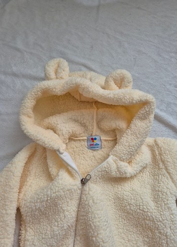 Kapüşonlu Beyaz Bebek Tulumu - Görsel 3