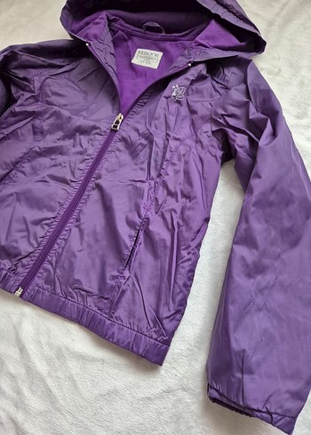 Kız Çocuk Mor Kapüşonlu Fermuarlı Yağmurluk - Görsel 4