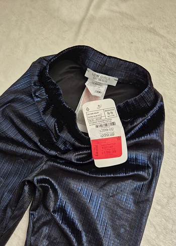 kız çocuk Parlak Lacivert Pileli Tayt - Görsel 2