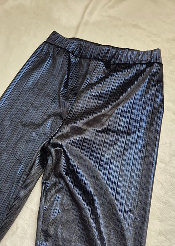 kız çocuk Parlak Lacivert Pileli Tayt - Görsel 4