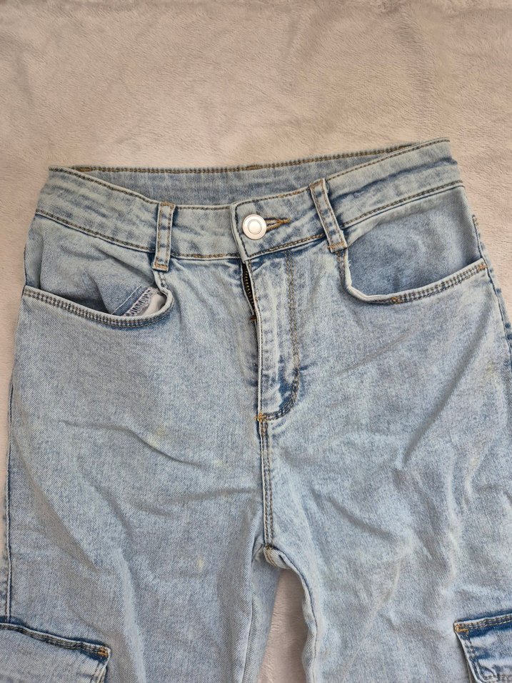 Geniş Kesim Midi Mavi Kot Pantolon - Görsel 4