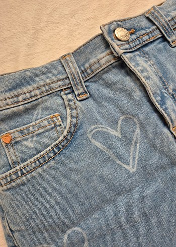 Nakışlı Mavi Denim Kız Etek - Görsel 3