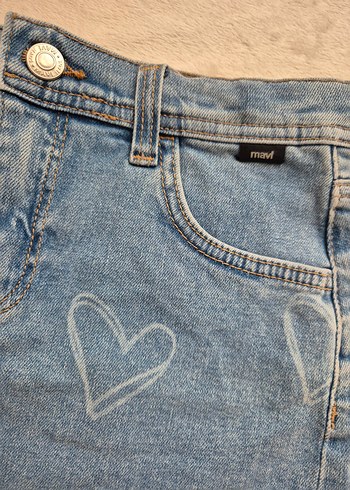 Nakışlı Mavi Denim Kız Etek - Görsel 2