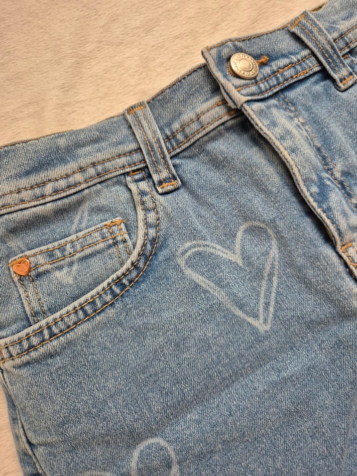 Nakışlı Mavi Denim Kız Etek - Görsel 3