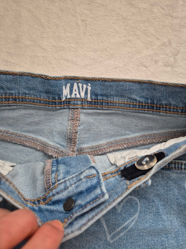 Nakışlı Mavi Denim Kız Etek - Görsel 4
