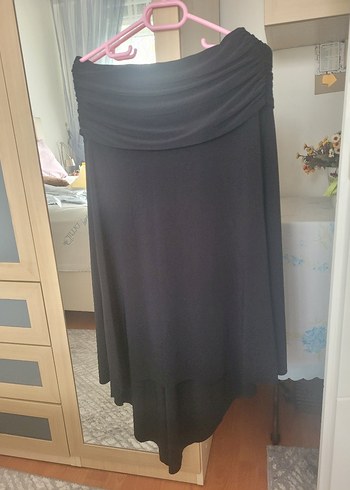 Siyah Uzun Dökümlü Abiye Etek - Görsel 2