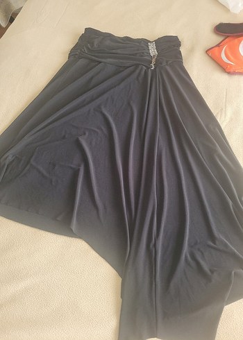 Siyah Uzun Dökümlü Abiye Etek - Görsel 5