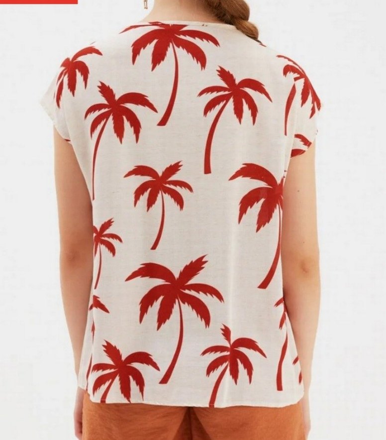 Palmiye Desenli Bluz - Görsel 2