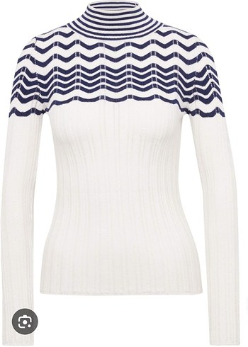 Kadın Beyaz Boğazlı Zebra Desenli Triko Kazak - Görsel 3