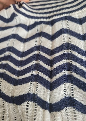 Kadın Beyaz Boğazlı Zebra Desenli Triko Kazak - Görsel 6