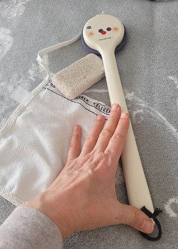 Uzun Saplı Gri Banyo Süngeri ve Kese topuktaşı - Görsel 6