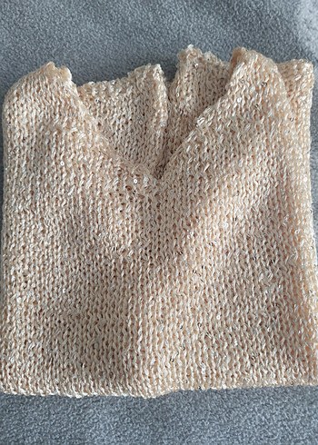 Sarı V Yakalı Örgü Kadın Atlet - Görsel 3