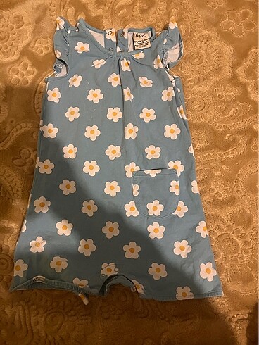 24-36 Ay Beden mavi Renk Bebek tulum elbise çiçekli