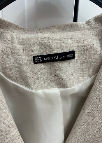 Düğmeli Bej  Kadın Blazer - Görsel 2