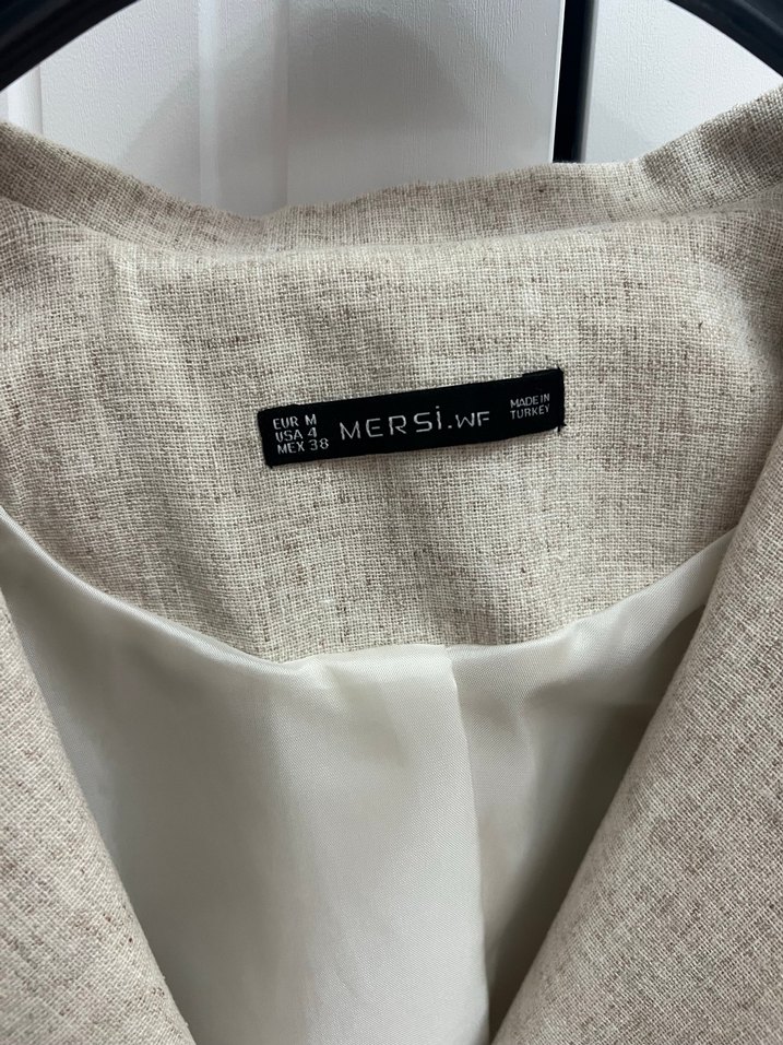 Düğmeli Bej  Kadın Blazer - Görsel 2