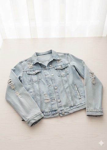 Düğmeli Mavi Kadın Denim Ceket