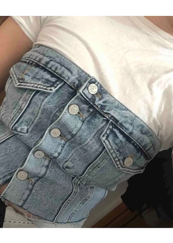 Straplez denim crop