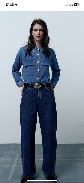 Orjinal Zara Yama Cepli Denim Gömlek