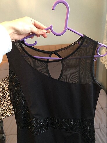 siyah taşlı abiye elbise - Görsel 5