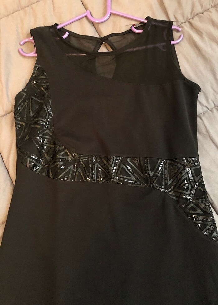 siyah taşlı abiye elbise - Görsel 2