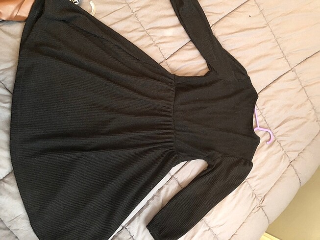 siyah uzun kollu elbise - Görsel 5