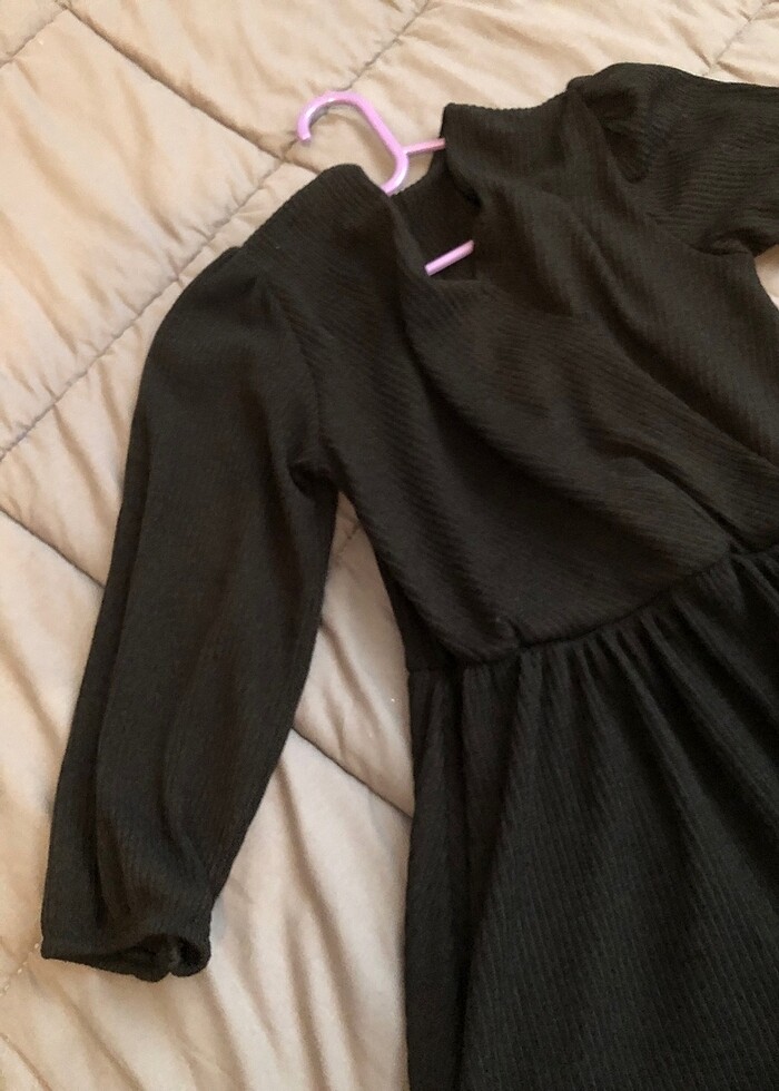 siyah uzun kollu elbise - Görsel 3