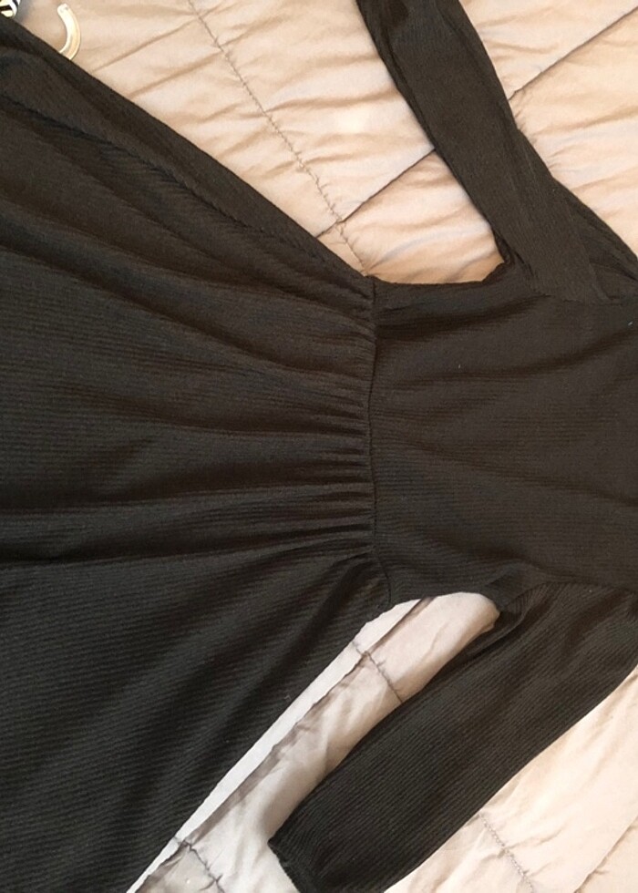 siyah uzun kollu elbise - Görsel 5