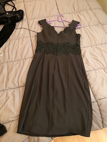Siyah Taşlı Abiye Elbise - Görsel 5