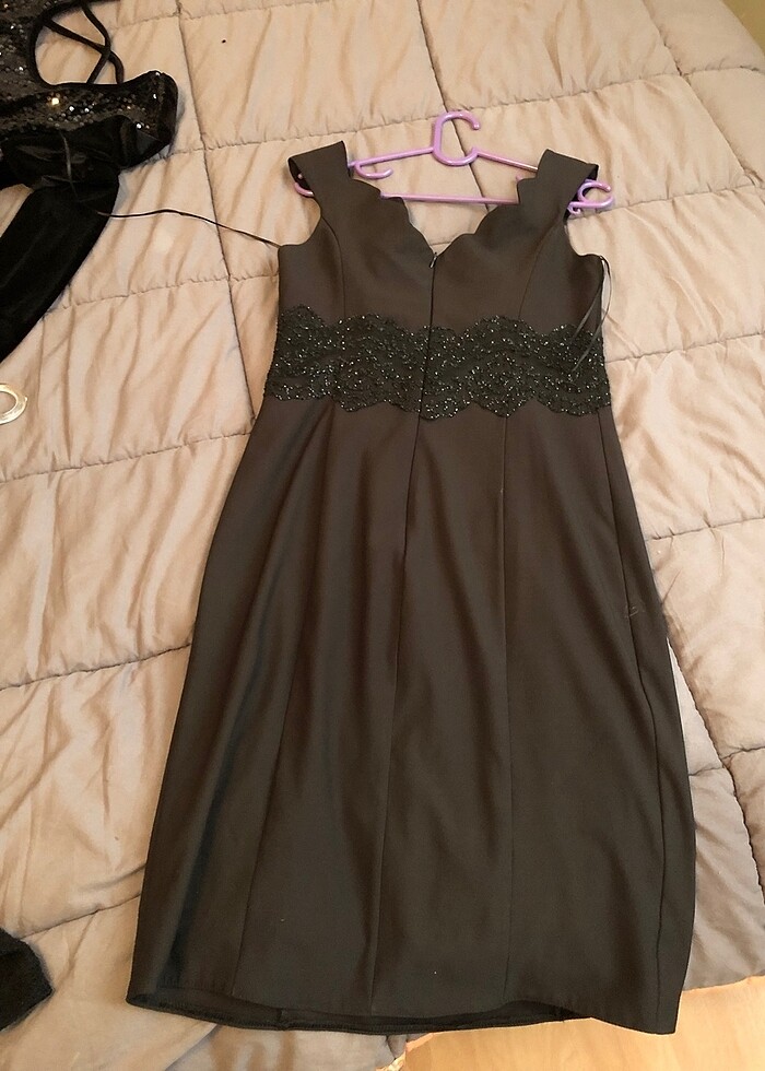 Siyah Taşlı Abiye Elbise - Görsel 5