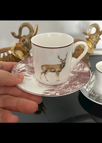 Geyik Desenli Camel Rengi Kahve Fincanı - Görsel 3