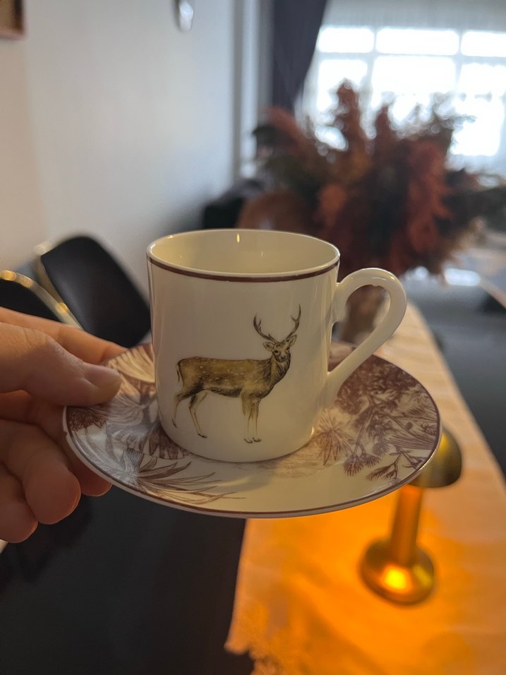 Geyik Desenli Camel Rengi Kahve Fincanı - Görsel 2