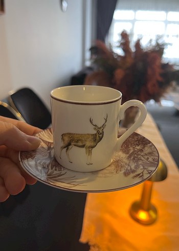 Geyik Desenli Kahve Fincanı ve Tabağı - Görsel 2