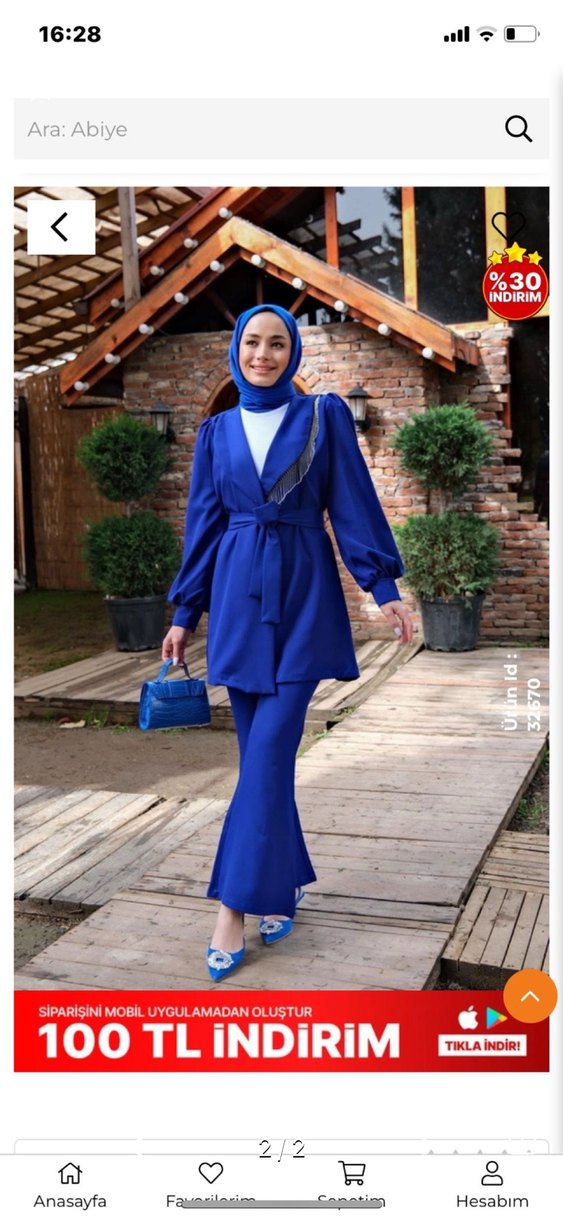 Zincir Detaylı Uzun Mavi Kadın Takım - Görsel 2