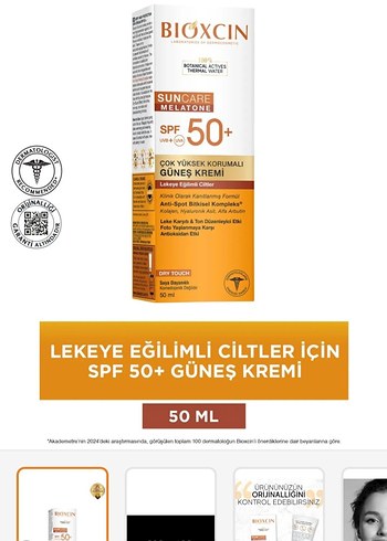 Bioxcin SPF 50+ Leke Eğilimli Ciltler Güneş Kremi 50 ml - Görsel 2