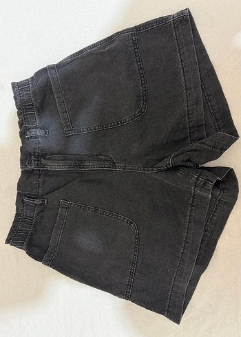 Siyah Kadın Midi Kot Şort Kemerli - Görsel 3