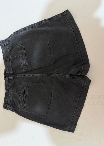 Siyah Kadın Midi Kot Şort Kemerli - Görsel 4