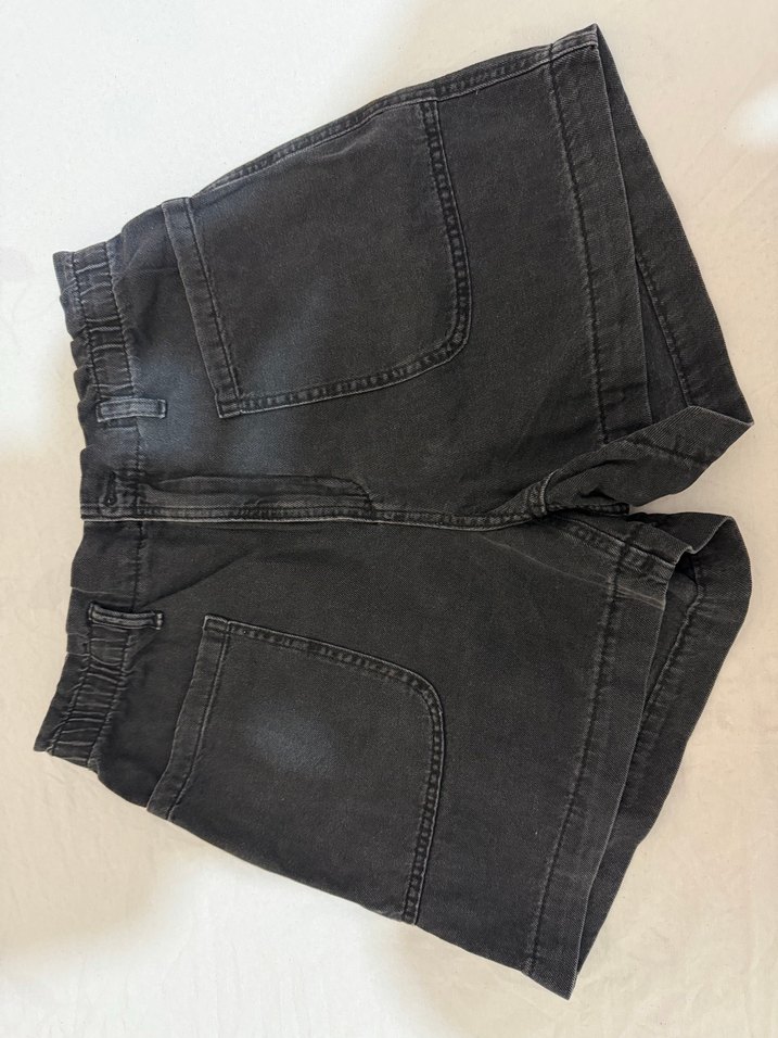 Siyah Kadın Midi Kot Şort Kemerli - Görsel 3