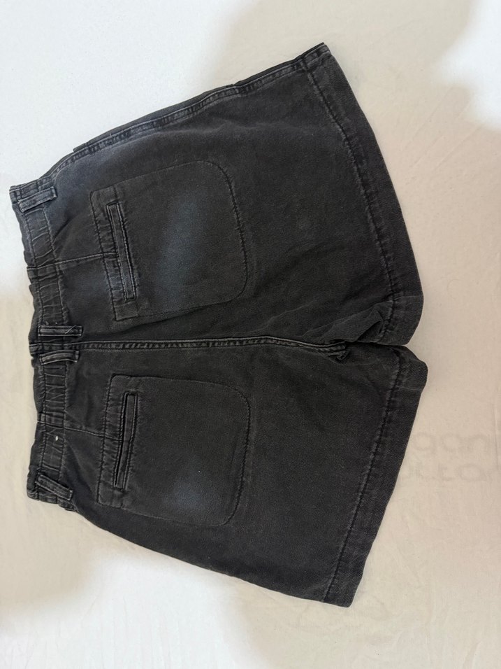 Siyah Kadın Midi Kot Şort Kemerli - Görsel 4