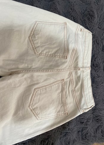 38 Beden Beyaz Regular Fit Midi Kot Pantolon
