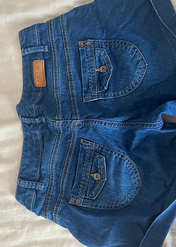 Diğer Düğmeli Mavi düşük bel Denim Mini Şort